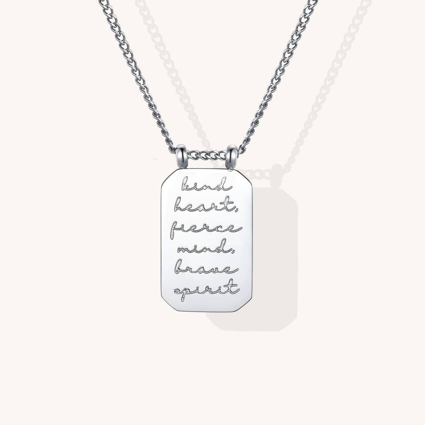 Kind Heart, Fierce Mind, Brave Spirit Necklace in Silver