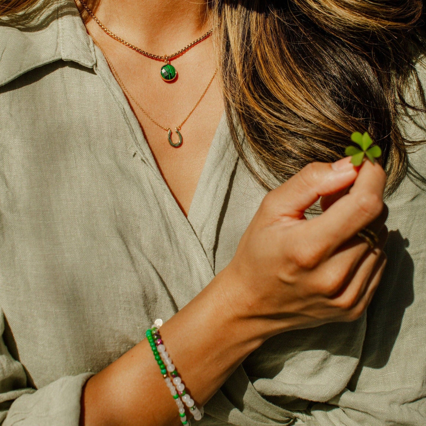 Morse Code Bracelet | LUCKY: Zoisite & Cloudy Glass