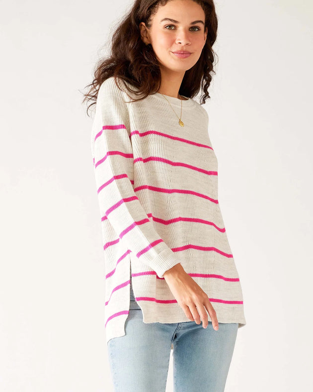 Camden Boatneck Sweater in Tickled Pink Stripe