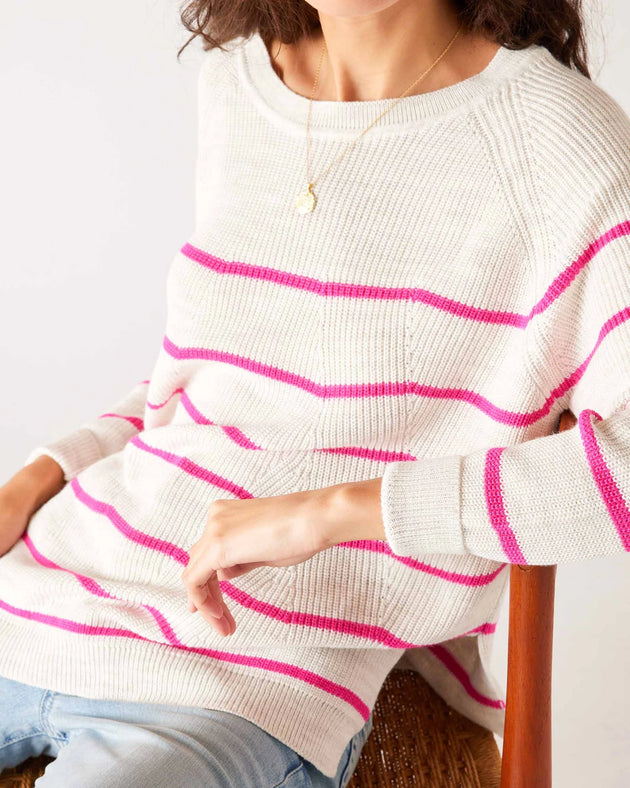 Camden Boatneck Sweater in Tickled Pink Stripe