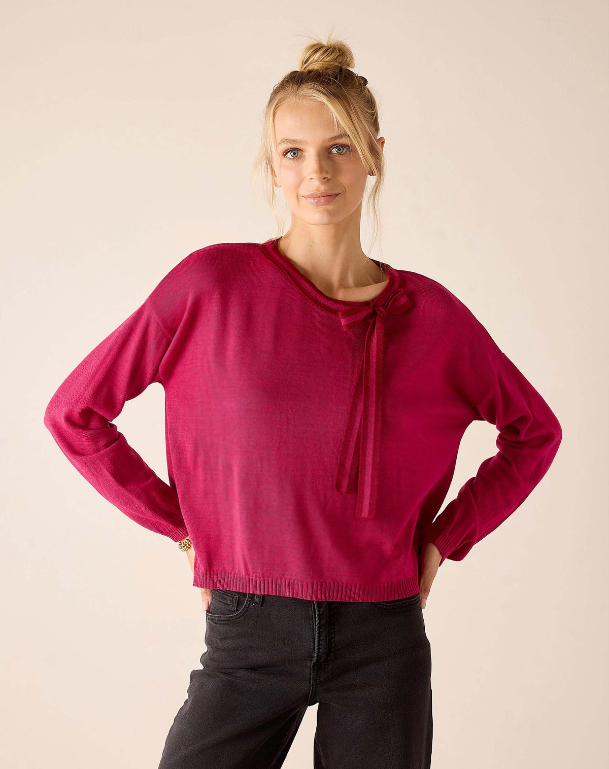 Cardiff Bow Tie Sweater in Taffy