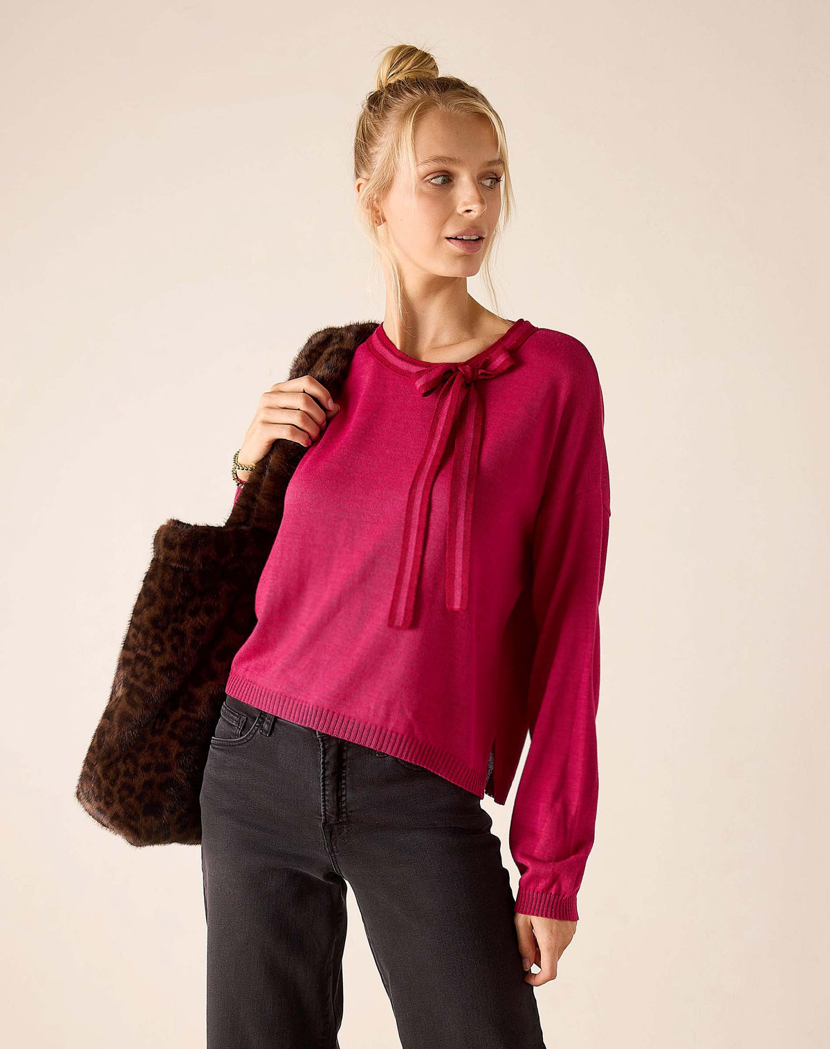 Cardiff Bow Tie Sweater in Taffy