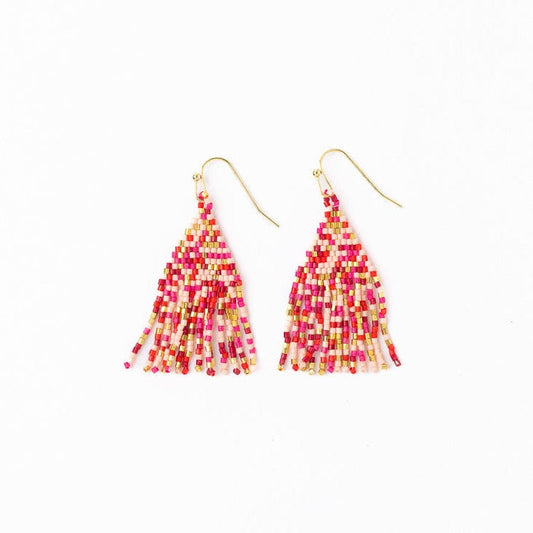 Cassie Confetti Fringe Earrings in Pink + Gold