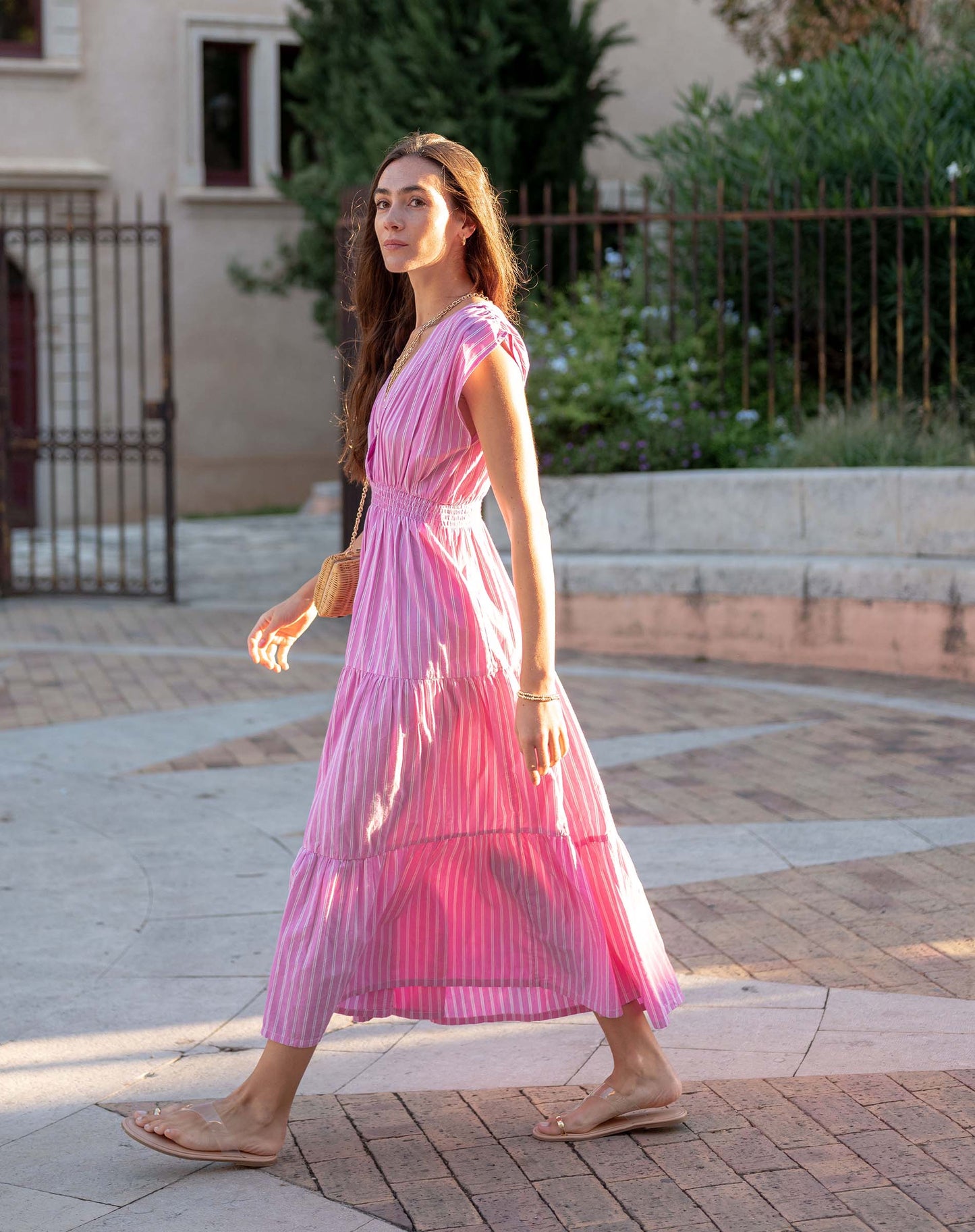 Cassis Maxi Dress in Fondant Pink