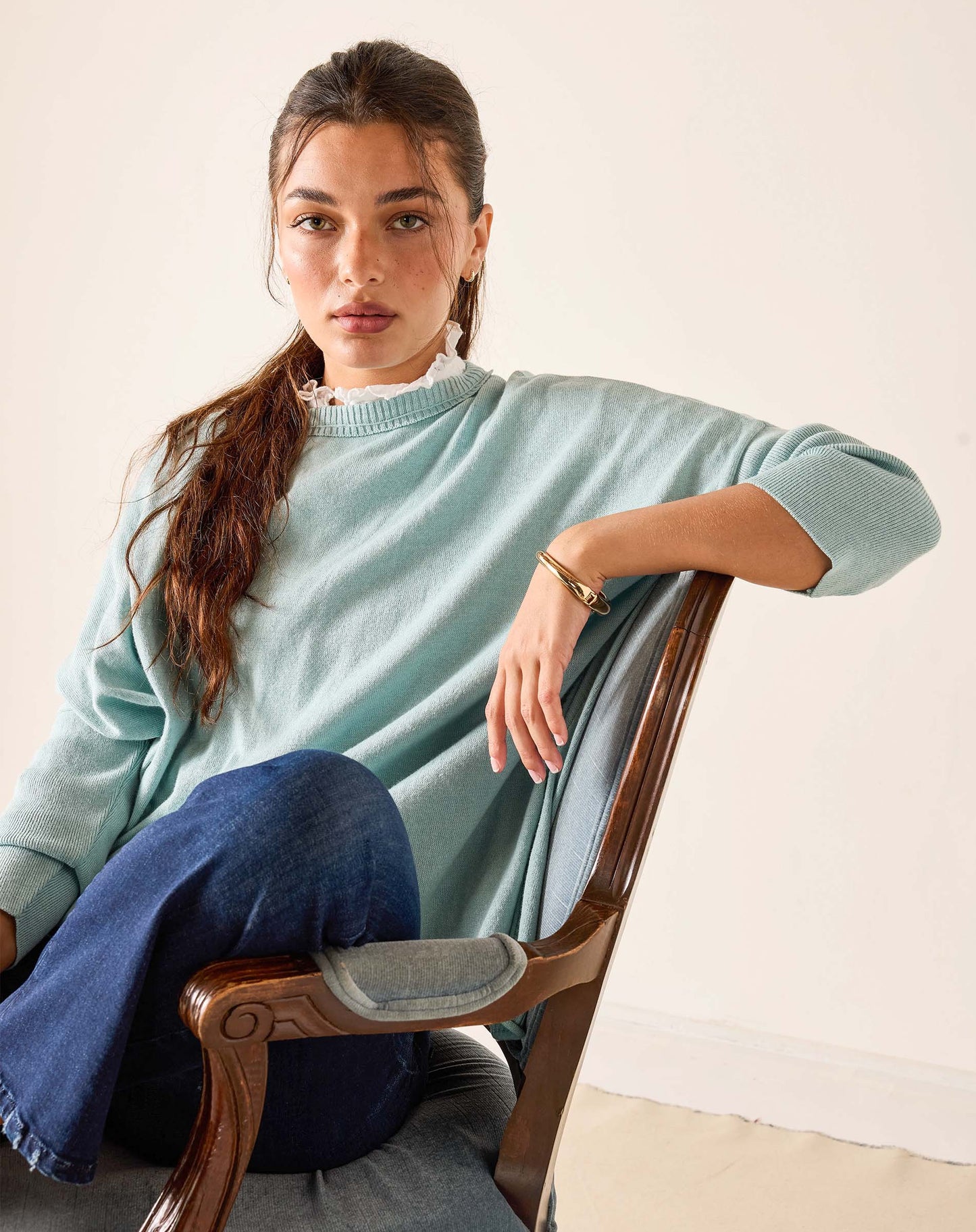 Catalina Crewneck Sweater in Seaglass