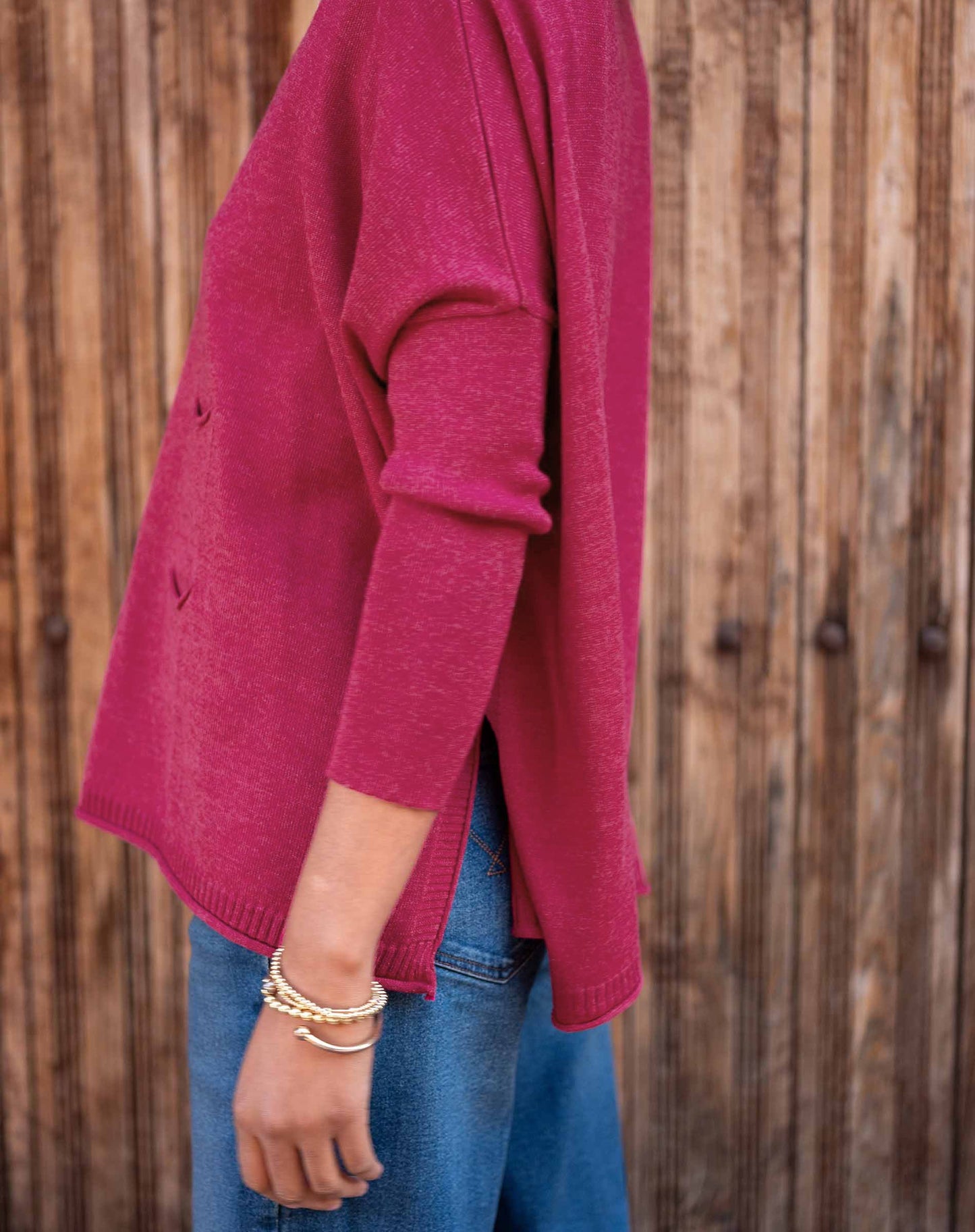 Catalina Crewneck Sweater in Dragonfruit
