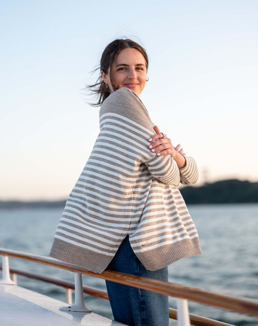 Catalina Modern Crew Sweater in Driftwood + Natural