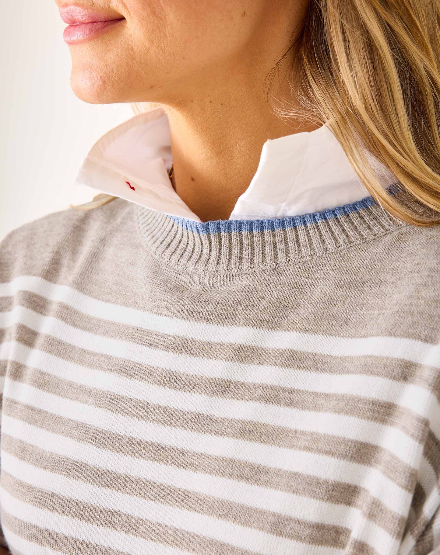 Catalina Modern Crew Sweater in Driftwood + Natural
