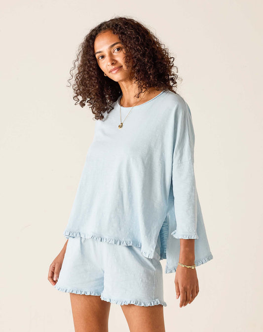 Catalina Ruffle Tee in Niagara Mist