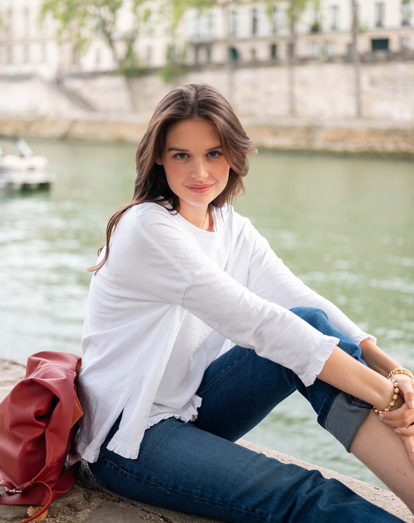 Catalina Ruffle Tee in White