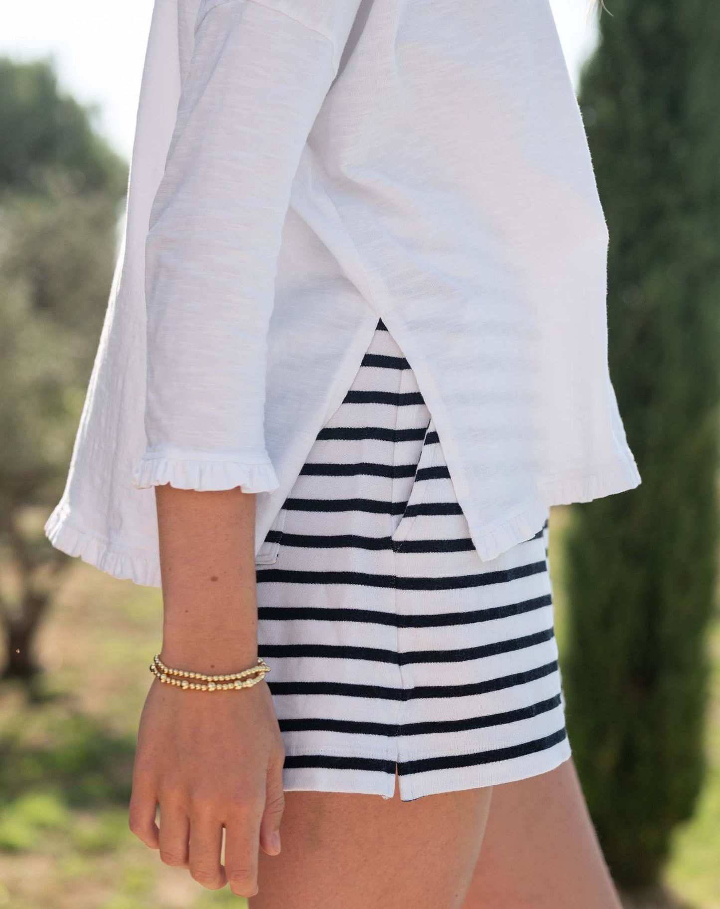 Catalina Ruffle Tee in White