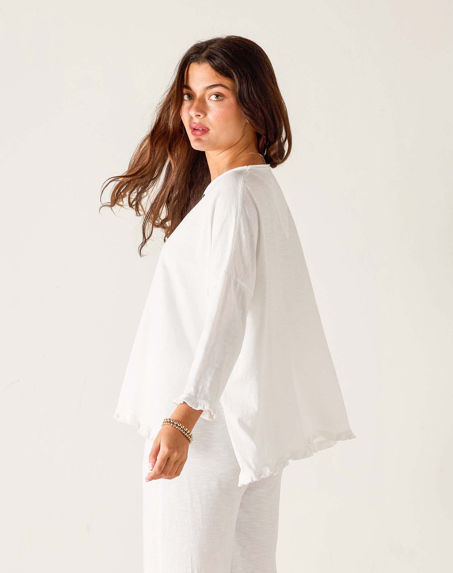 Catalina Ruffle Tee in White