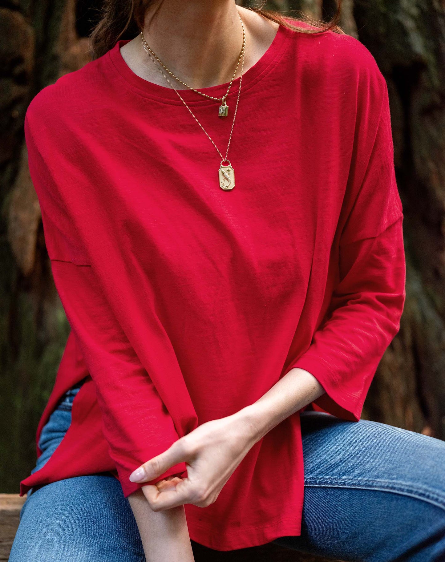 Catalina Slub Tee in Harvest Red