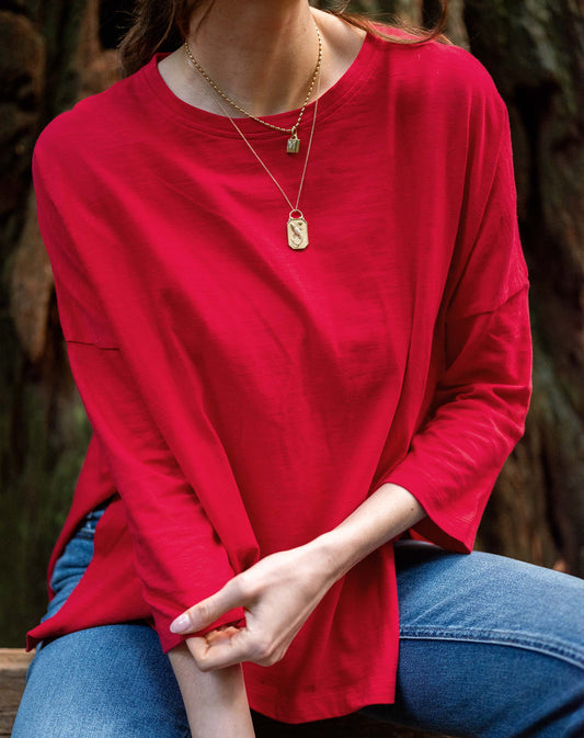Catalina Slub Tee in Harvest Red