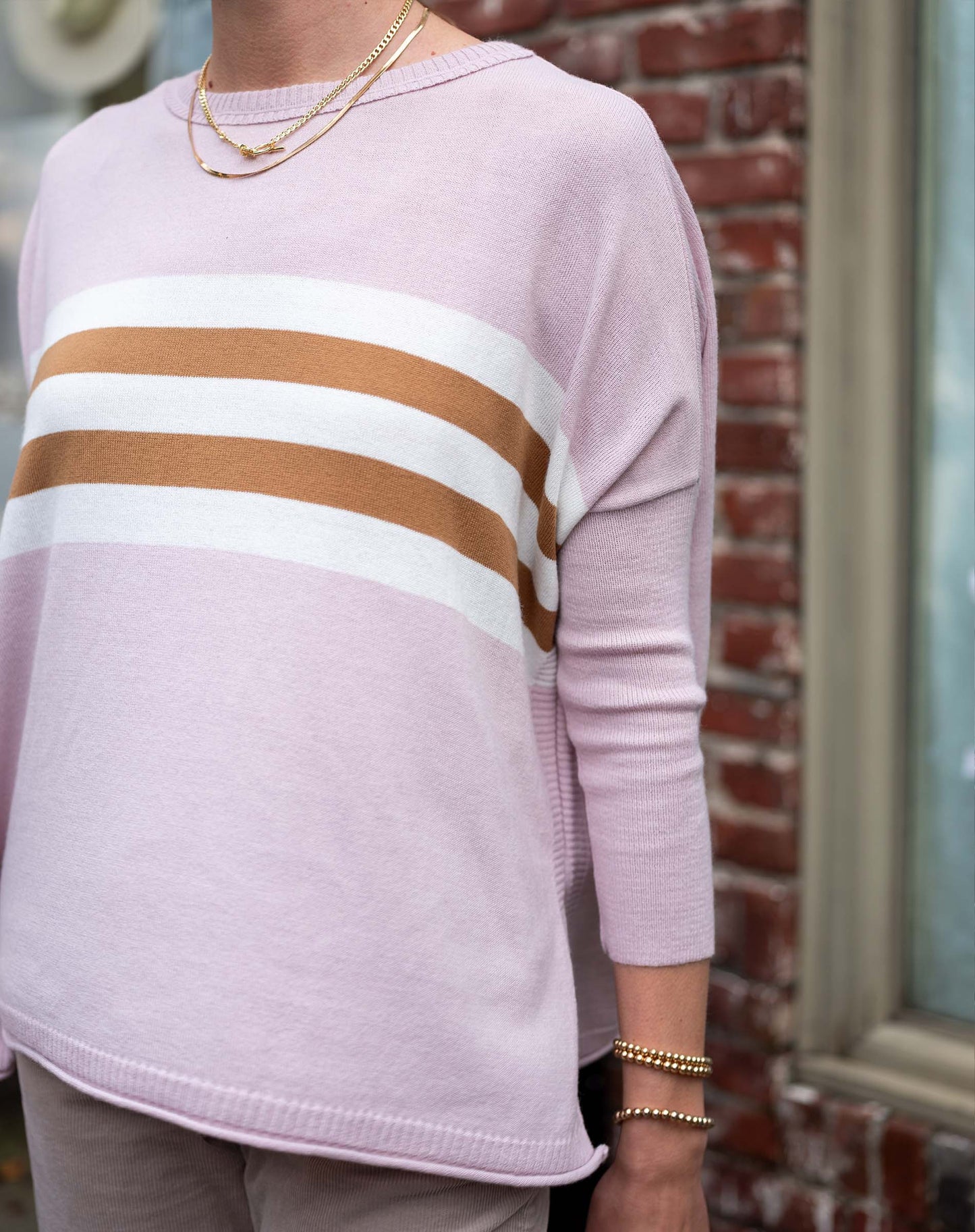 Catalina Crewneck Sweater in Rose + Tobacco