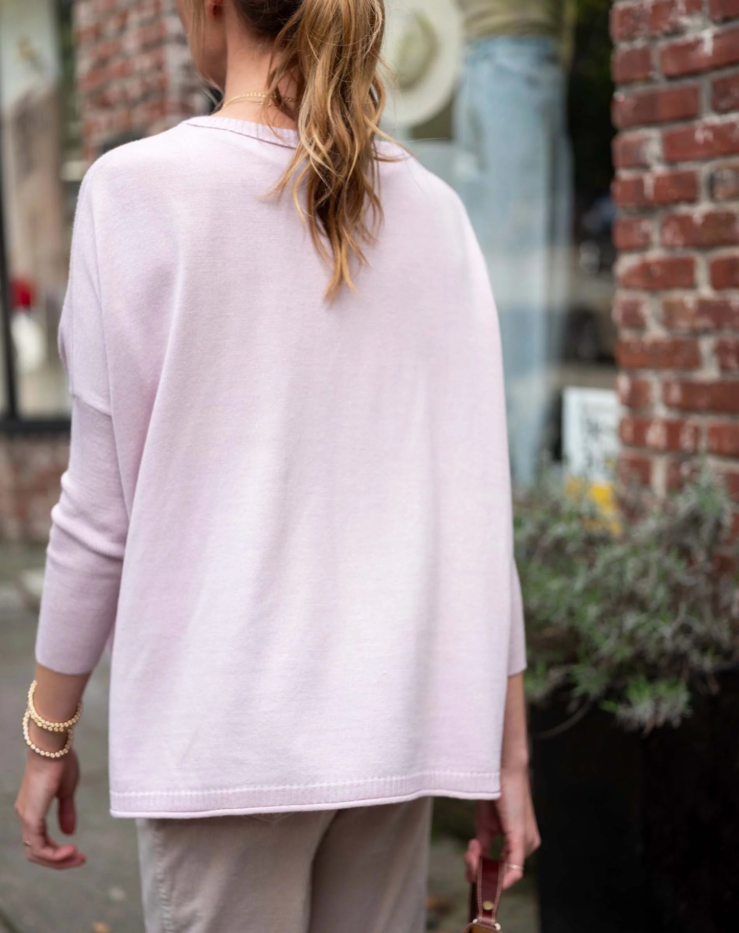 Catalina Crewneck Sweater in Rose + Tobacco