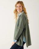 Catalina Slub Tee in Sage Green / Indigo Blue Stripe