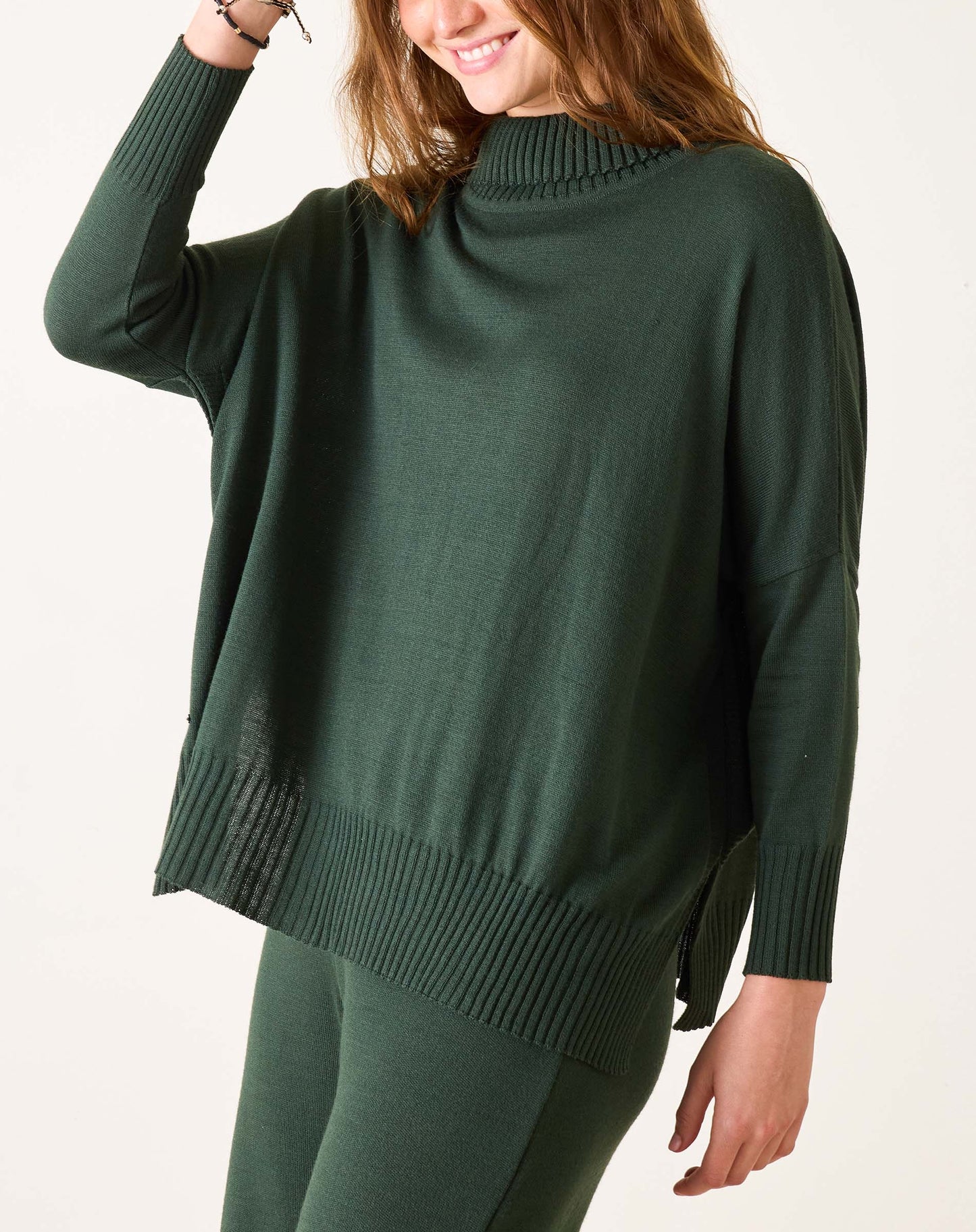 Catalina Turtleneck Sweater in Deep Emerald