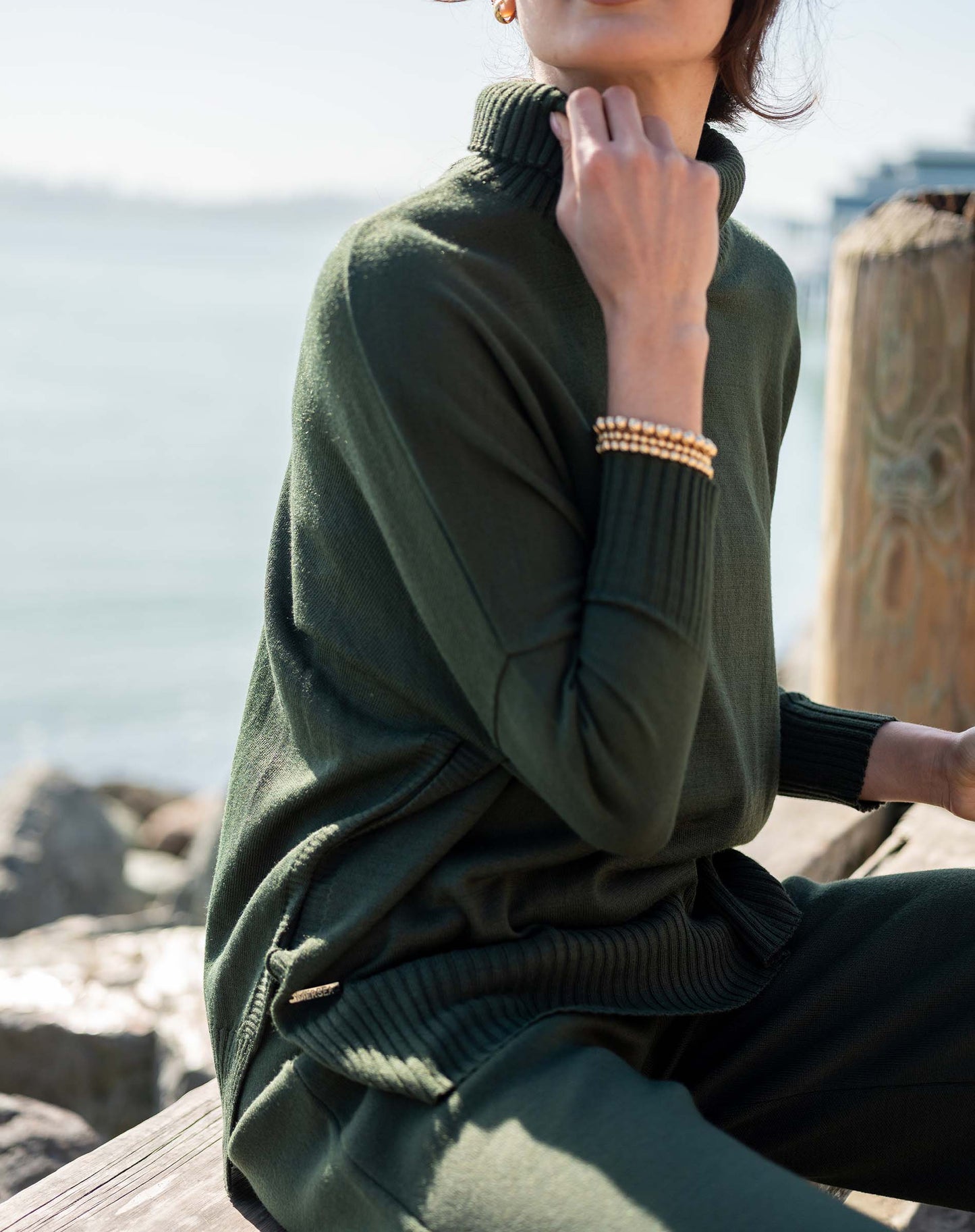 Catalina Turtleneck Sweater in Deep Emerald