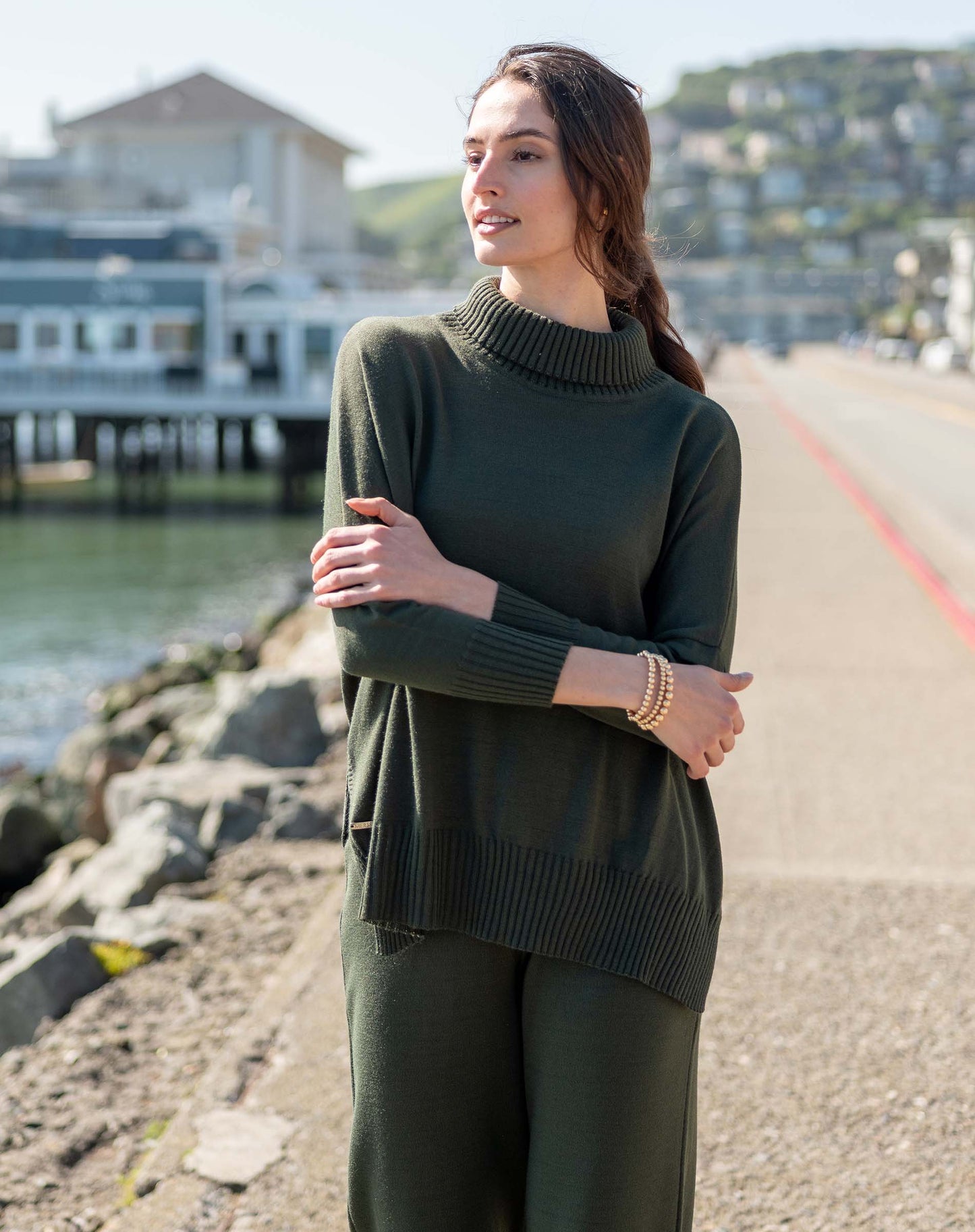 Catalina Turtleneck Sweater in Deep Emerald