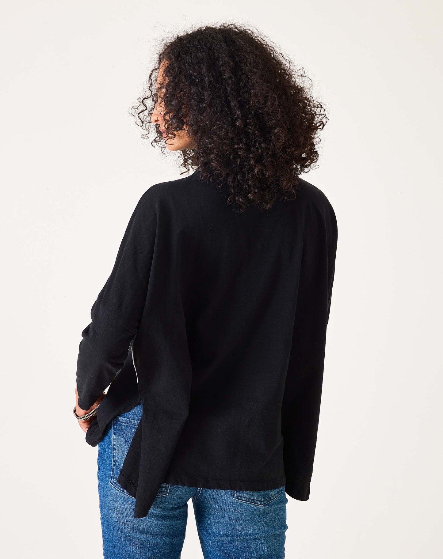Catalina Turtleneck Tee in Black with Piping