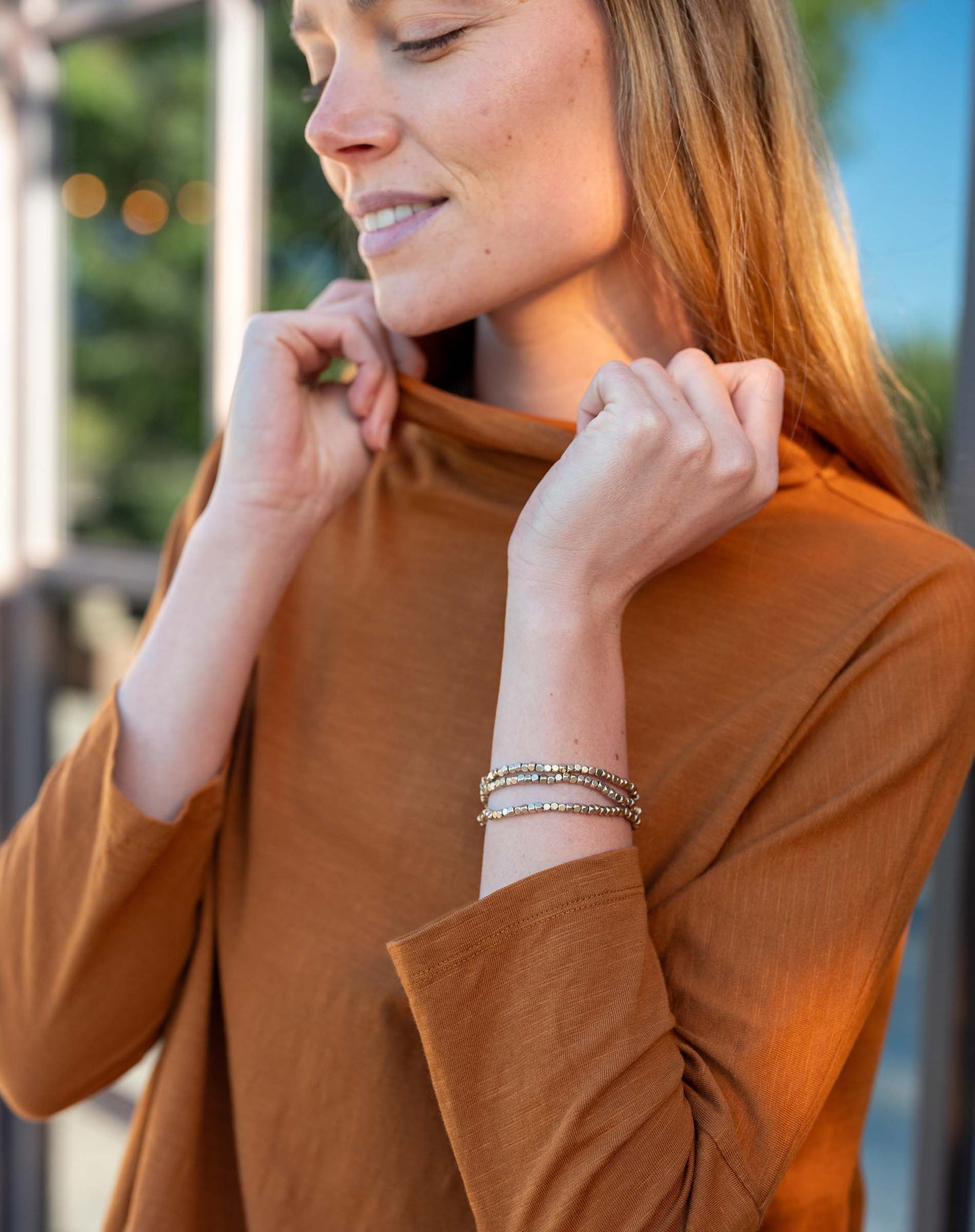 Catalina Turtleneck Tee in Tobacco