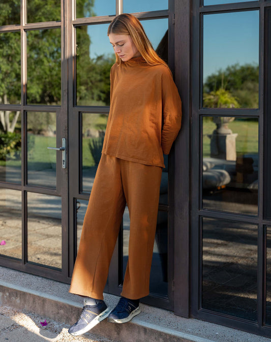 Catalina Turtleneck Tee in Tobacco