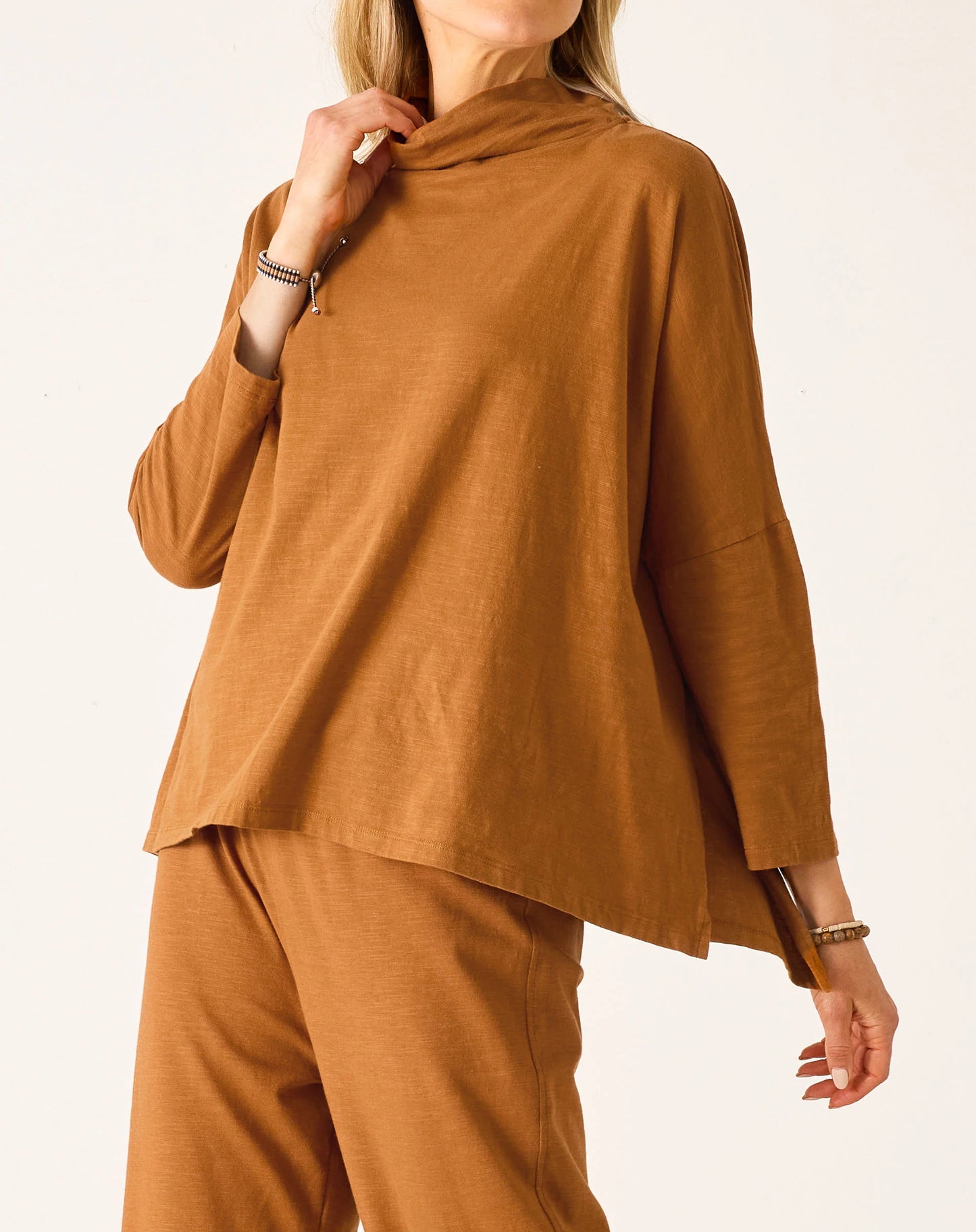 Catalina Turtleneck Tee in Tobacco