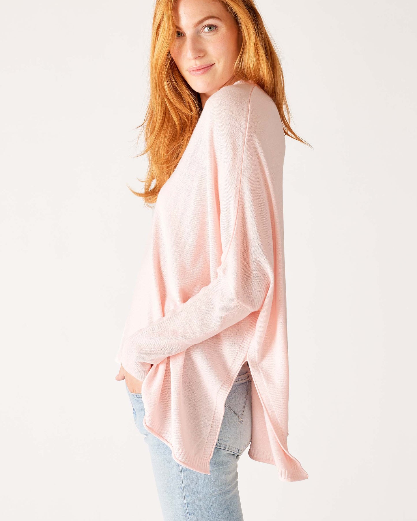 Catalina V-Neck Sweater in Sorbet Pink