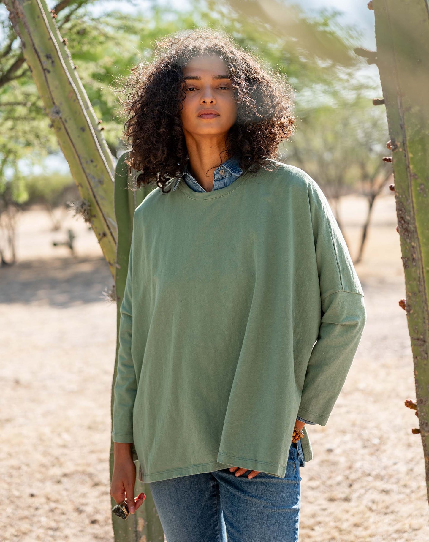 Catalina Slub Tee in Winter Brushed Green
