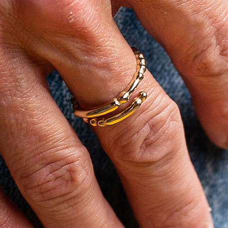 CLASSIC GOLD Morse Code Ring - Patterned | FRIENDSHIP: Friendship