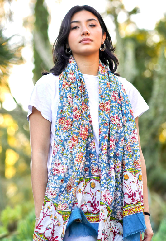 Nila Block Print Cotton Scarf