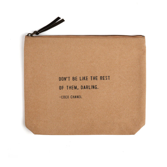 Canvas Zip Bag: Don't Be Like The Rest Of Them (Coco Chanel) - Blush