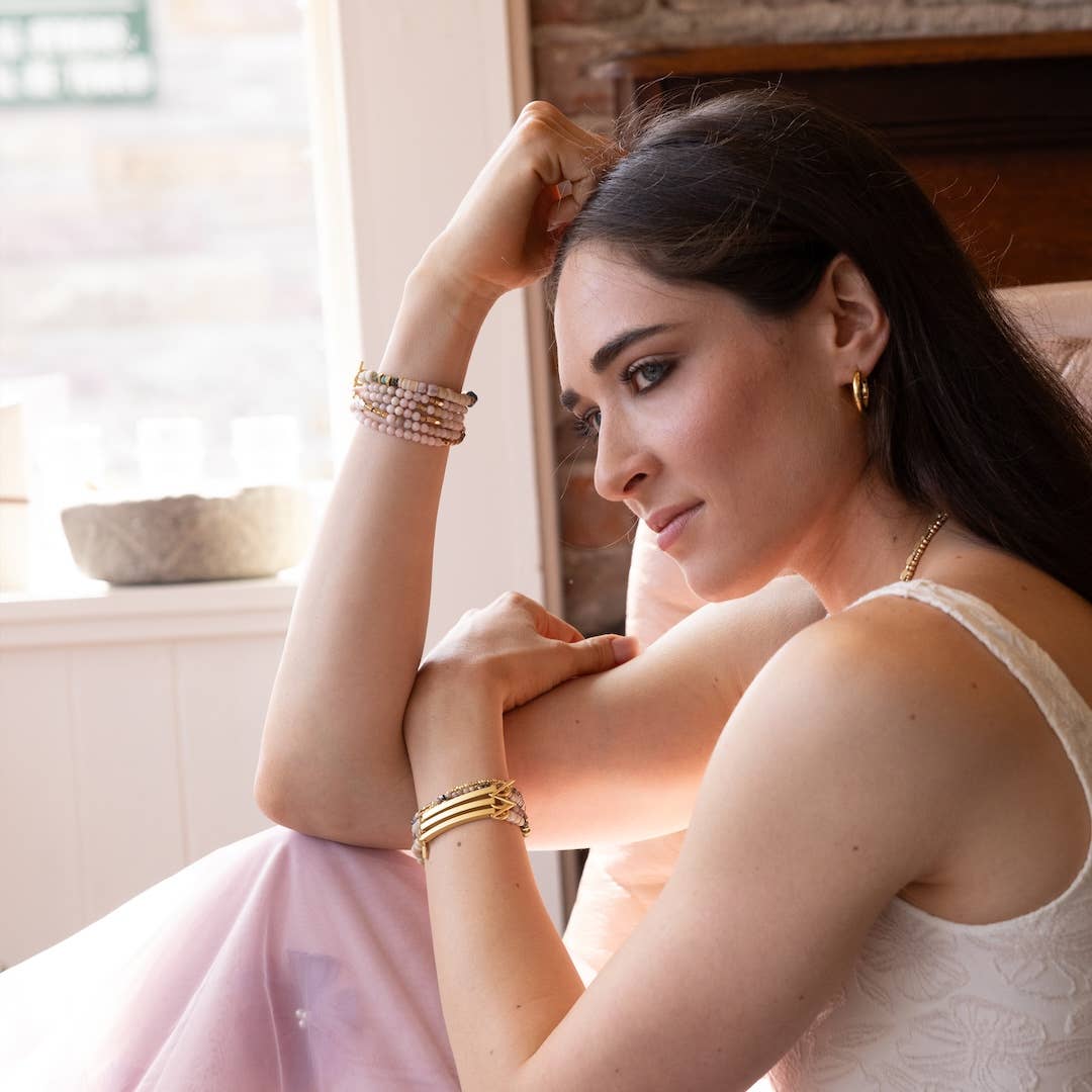 Hidden Message Bracelet - Strong AF/Amethyst/Gold