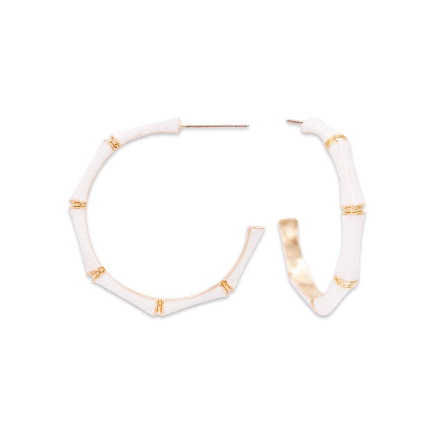 White Bamboo Hoop Earrings