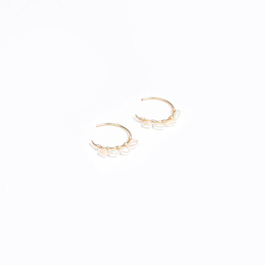 Victoria Rice Pearl Hoop Earrings in 14 Karat Gold Filled
