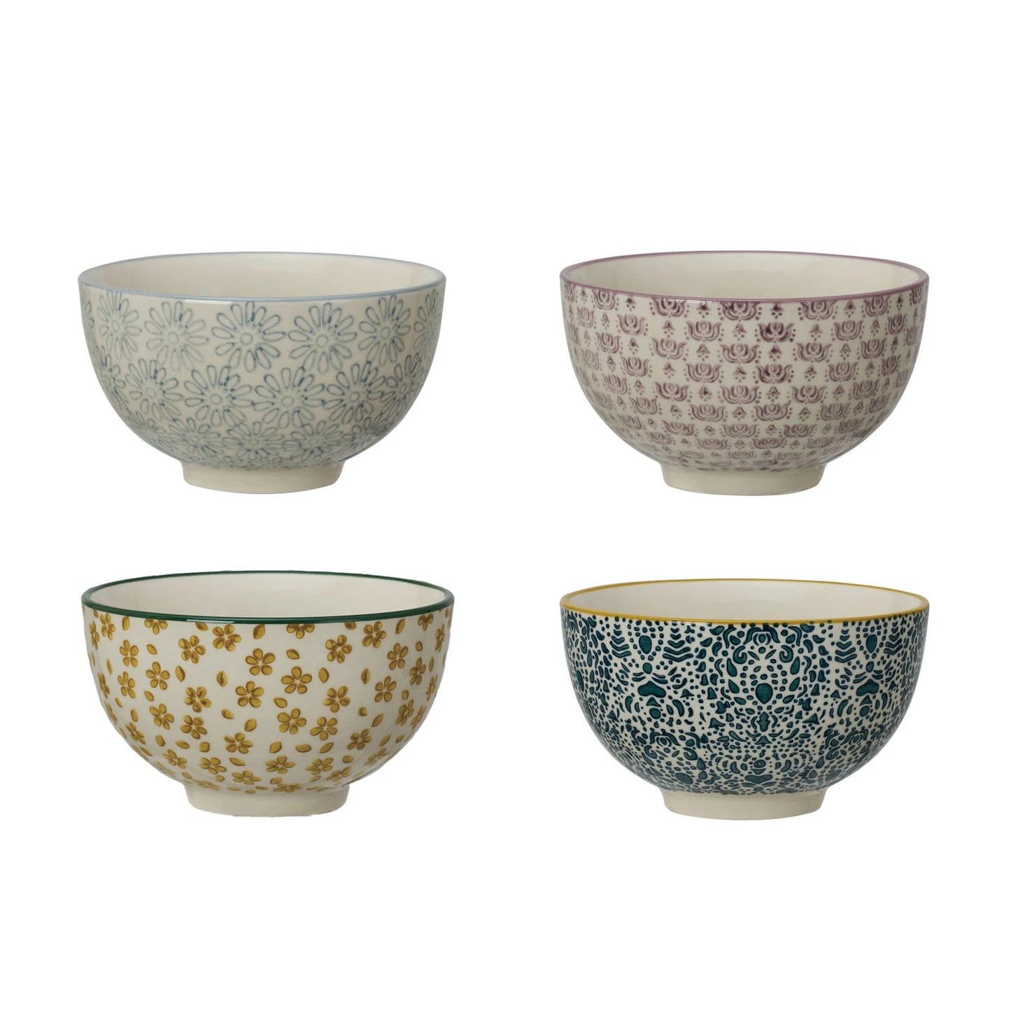 Stoneware Floral Bowl
