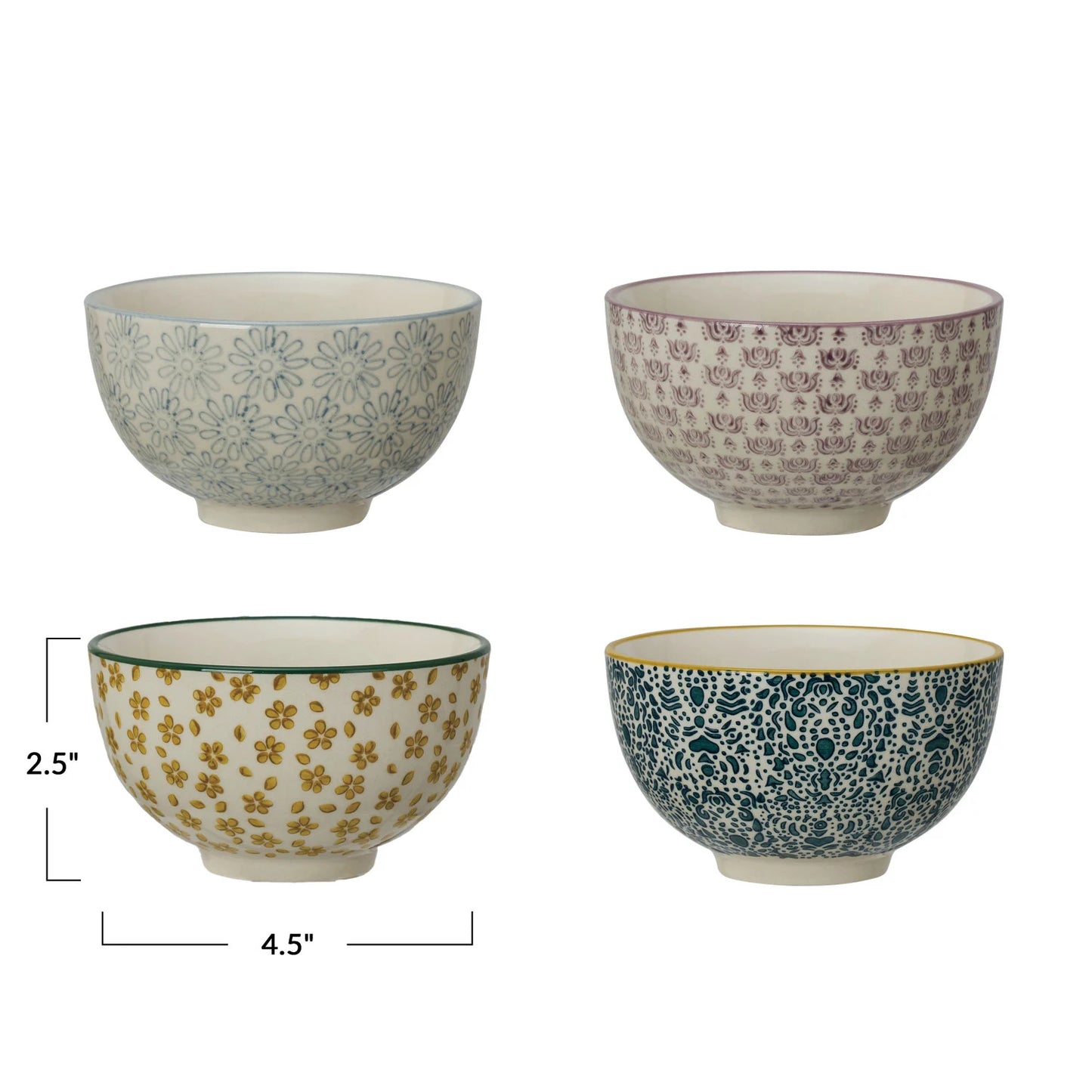 Stoneware Floral Bowl