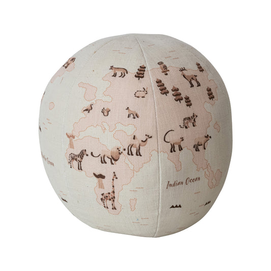 Printed and Embroidered Globe Pillow