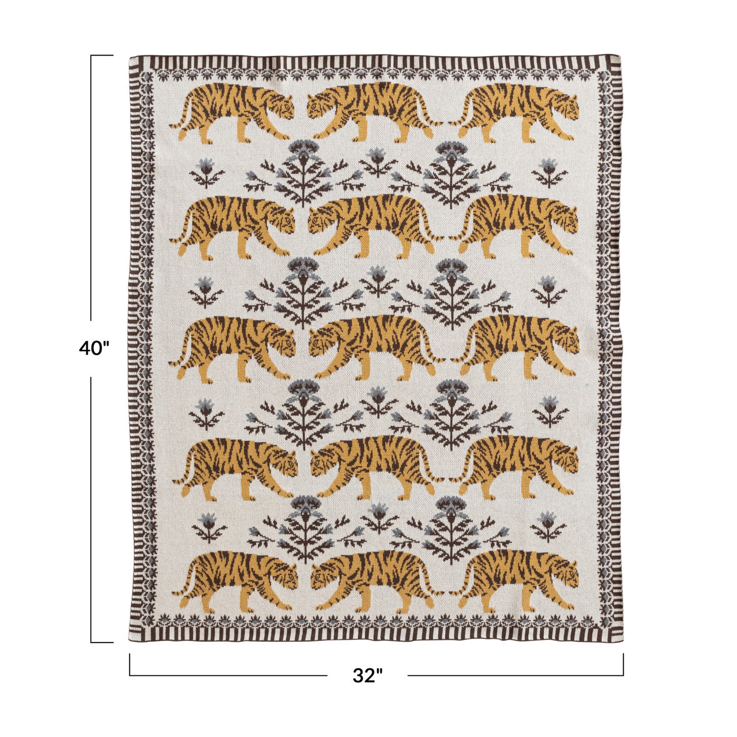 Cotton Knit Baby Blanket with Tigers