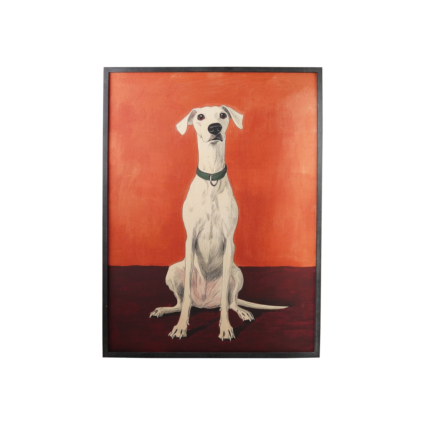 Wood Framed Wall Decor with Dog in Collar