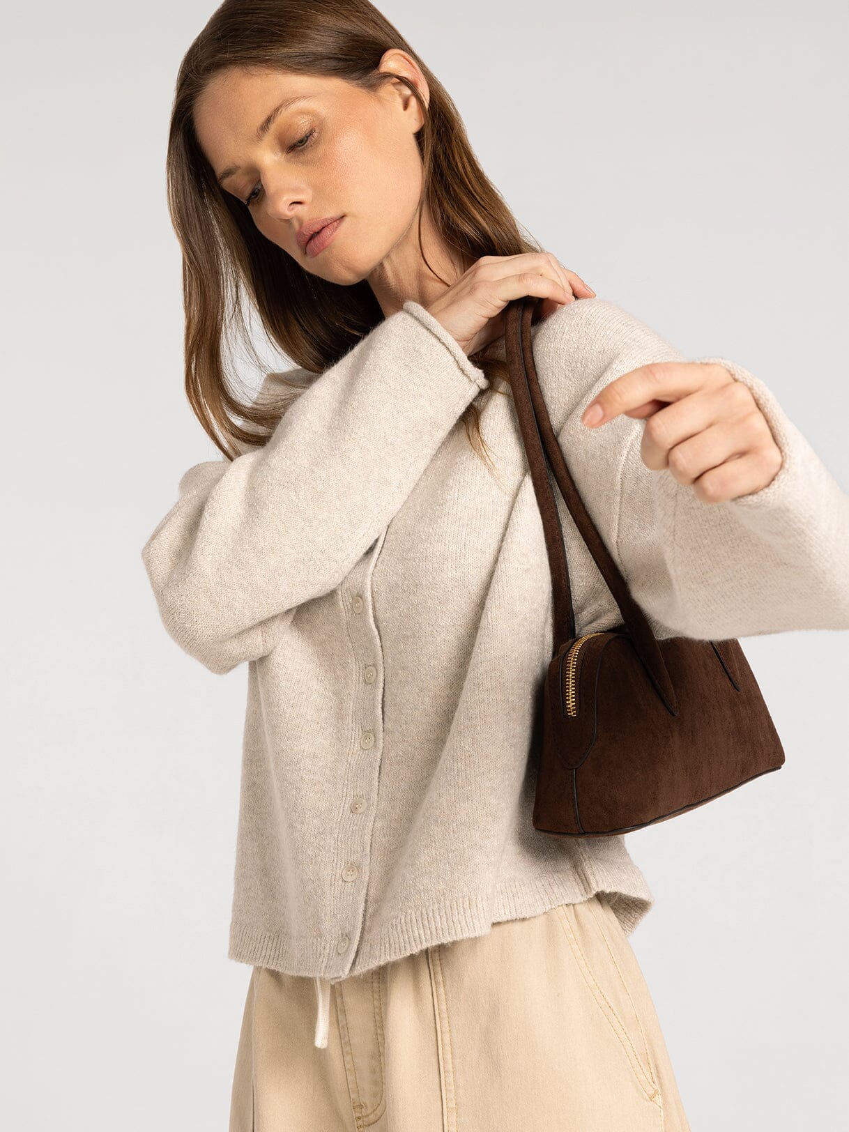 Dover Cardigan in Heather Stone
