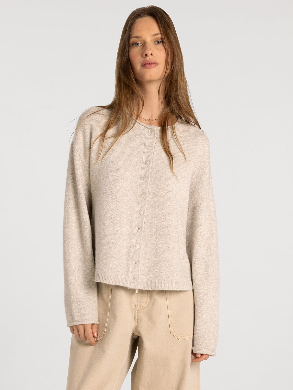 Dover Cardigan in Heather Stone