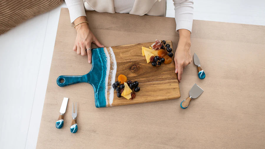 Large Acacia Cheese Board in Ocean Vibes