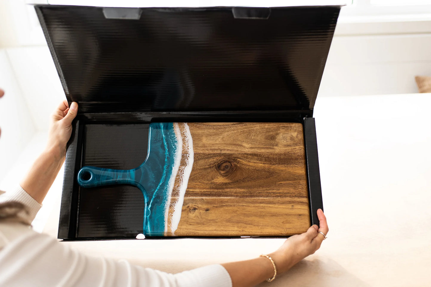 Large Acacia Cheese Board in Ocean Vibes