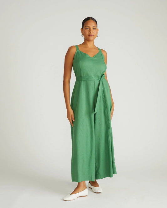 Promenade Linen Jumpsuit in Custom Clover