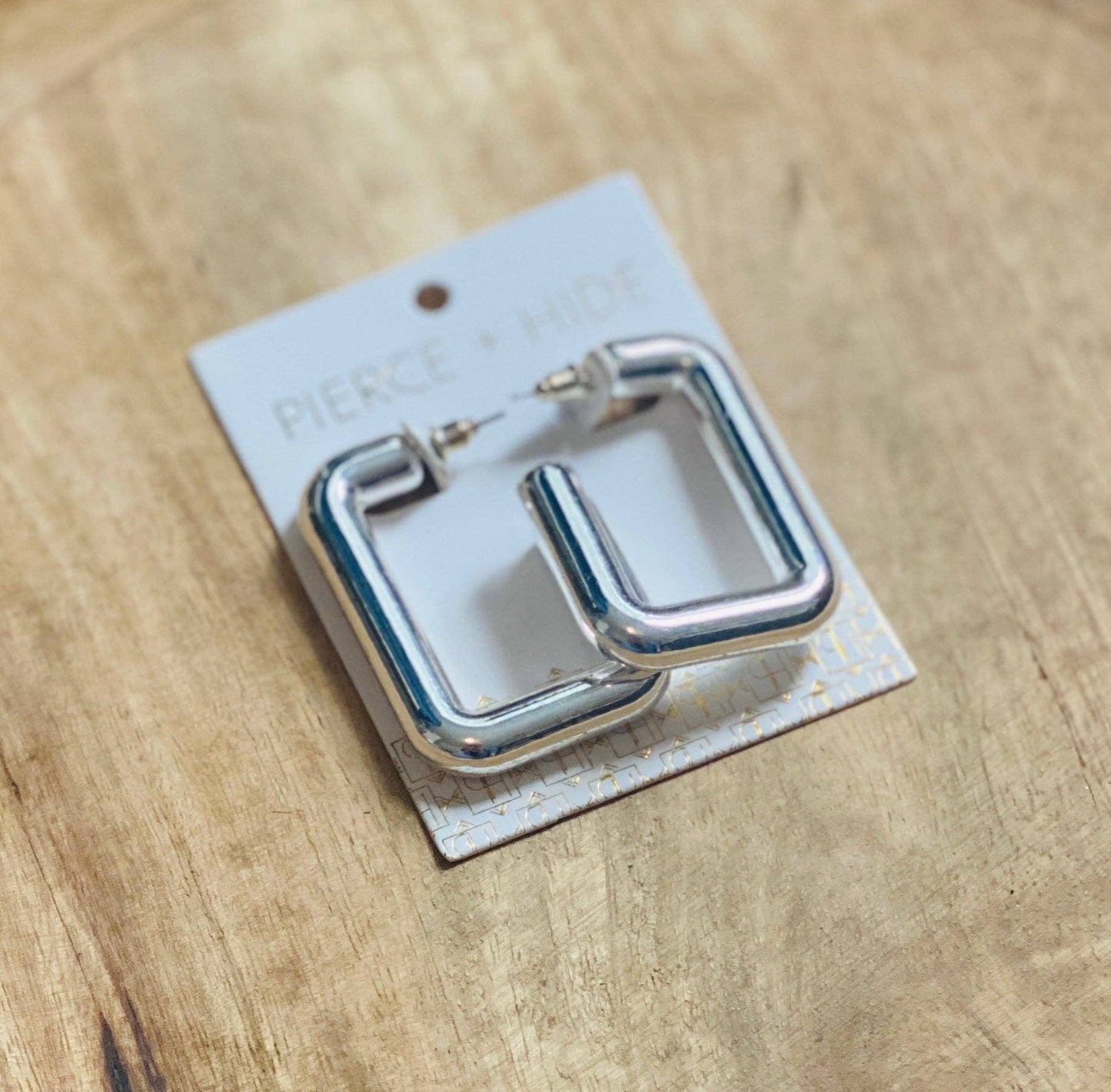 Silver Rounded Square Drop Earring