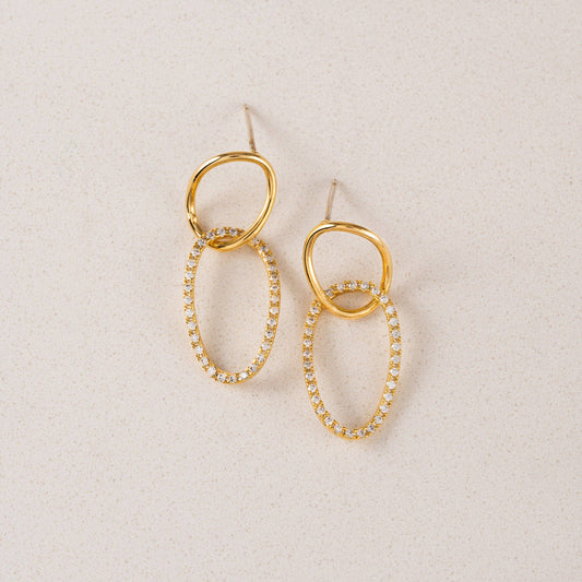 Encore Pavé Small Linked Hoop Earrings in Gold