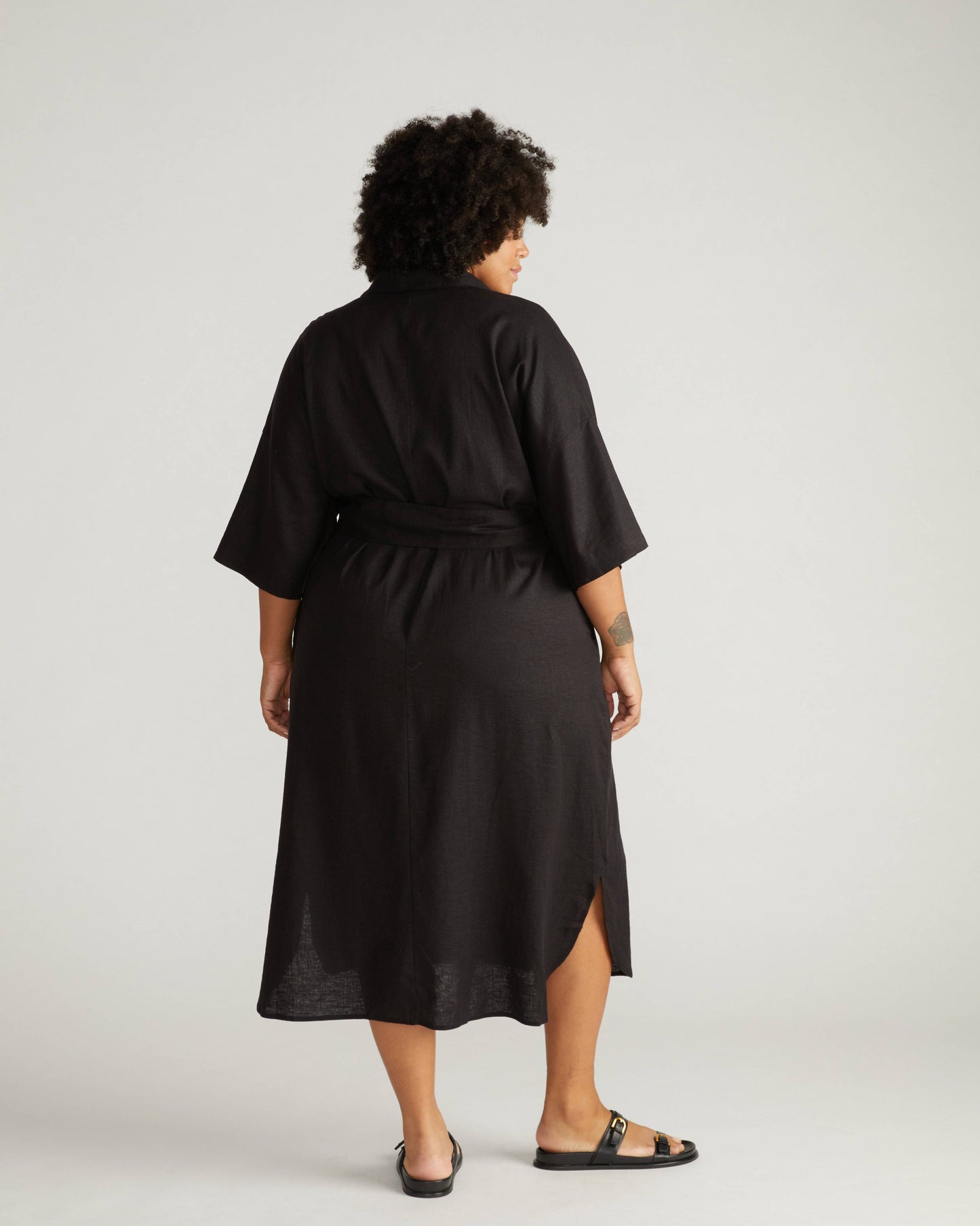 Plaza Linen Shirtdress in Black