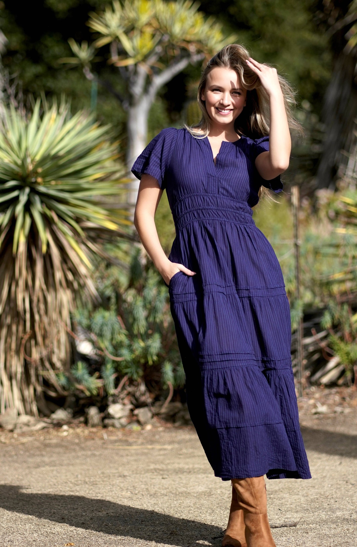 Suri Solid Maxi Dress in Navy